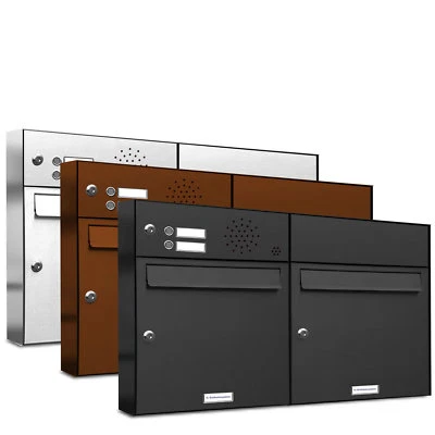 2er Premium Briefkasten Außen RAL Farbe Klingel Postkasten 2x2 - Bild 1 von 4