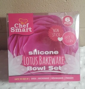 Chef Smart Silicone LOTUS BAKEWARE Bowl Set 6 PCS Pink - NEW - Picture 1 of 7