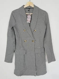 [ BOOHOO ] Womens Dogtooth Button Blazer Dress NEW + TAGS | Size AU 8 - Picture 1 of 8