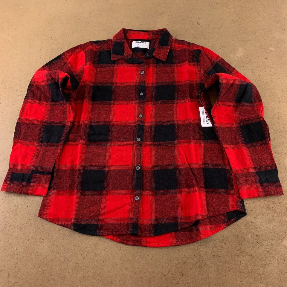 Camisa Old Navy Girl XL (14-16) Roja Negra A Cuadros Acogedora Manga Larga Botón Delantero Nueva con Etiquetas Foto 1 de 4