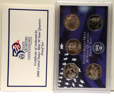 2008 S - 50 State Quarters Series - 5 Clad Quarter Proof Set OGP - Image 1 of 4