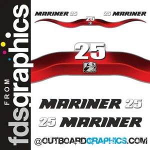 Kit de pegatinas/calcomanías fueraborda Mariner 25 hp 2 tiempos - Imagen 1 de 1