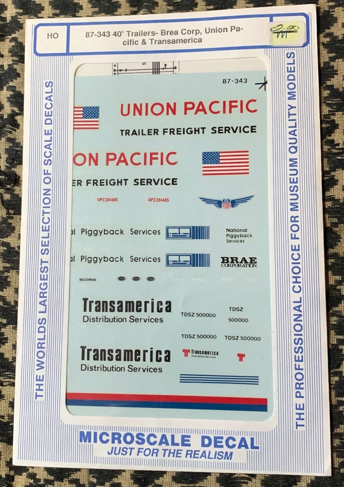 UP & TRANSAMERICA 40' Trailer  SEALED Microscale HO SCALE 87-343 - Image 1 of 1