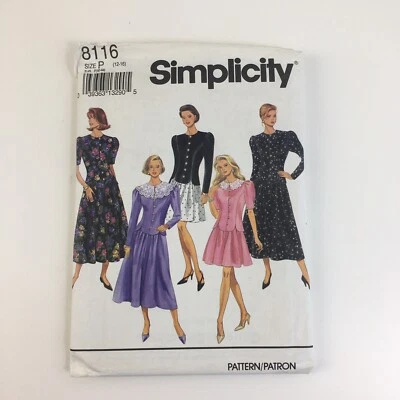 Skirt Top Size 12-16 UNCUT Vintage 90s Pattern 8116 Back Zip Princess Seams - Image 1 of 2