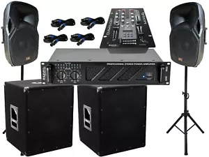 Pa Anlage DJ Set 30cm 2 Wege Boxen Stativ 38cm Subwoofer Mixer 3200W - Bild 1 von 11