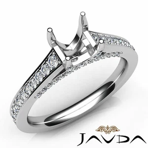 Classic Princess Cut Semi Mount Micro Pave Set Diamond Engagement Ring 0.75Ctw. - Picture 1 of 29
