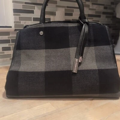 Nuevo CLX Christian Lacroix Azul Marino Gris Cartera a Cuadros Bolso de Mano Cartera Bolsillos Foto 1 de 4