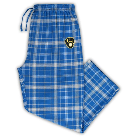 Men's Concepts Sport Royal/Gray Milwaukee Brewers Big & Tall Team Flannel Pants Cover