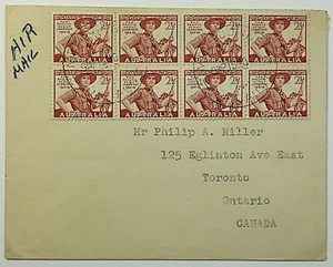 1949 FDC Australia Boy Scouts Pan Pacific Jamboree Airmail First Day Cover Blk/8 - Picture 1 of 2