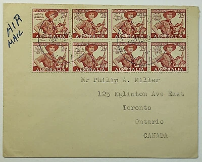 1949 FDC Australia Boy Scouts Pan Pacific Jamboree Airmail First Day Cover Blk/8 - Image 1 of 2