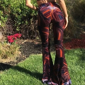 Free People butterfly print velvet bell bottoms - blue- Size Small NWOT - Picture 1 of 7