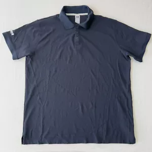 Helly Hansen Polo Shirt Mens 2XL Navy Blue Short Sleeve Collared Golf Stretch - Picture 1 of 8