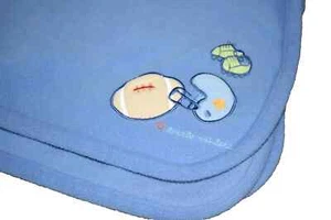E3 !WOW! Vintage Carter's Little Athlete Blue Football Fleece baby Crib Blanket - Picture 1 of 5