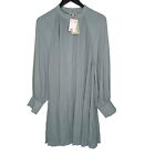 H&m Pleated Dress Size Large Turquoise Longsleeve Lightweight Relaxed Fit