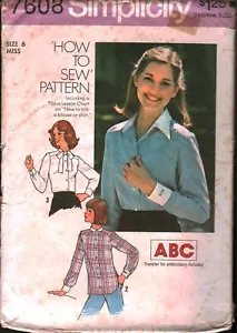 7608 Vintage Simplicity Schnittmuster Misses Button Bluse Top Shirts 6 70er Jahre - Bild 1 von 2