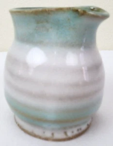 Ceramic Pottery Miniature Pitcher Creamer Green White 2.5"x2.5"x1.5" - Picture 1 of 13
