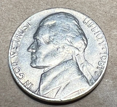 1981 P Jefferson Nickel DDO Filled In Mint Mark Letterings On Edge Error Coin Cover