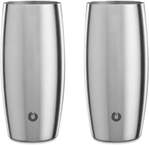 Vacuum Insulated Double Wall Stainless Steel Beer Glass, Set of 2, Home Bar Acce - Picture 1 of 7