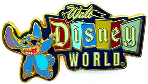 2006 DISNEY Trading Pin - STITCH - Walt Disney World RETRO LOGO - Picture 1 of 2