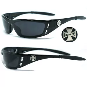 Gafas de sol Choppers Biker para hombre con bolsa gratis - marco negro brillante lente negra C46 - Imagen 1 de 2