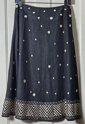 Юбка Carole Little женская размер 4 черная золотистая льняная в горошек вышитая  - Изображение 1 из 4