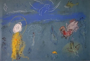 Marc CHAGALL: Adam und Eva aus dem Paradies vertrieben - Lithographie signiert - Bild 1 von 4
