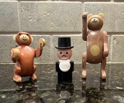 3 Vintage Fisher Price Little People Circus Zoo Animals Bear Monkey Ring Master - Image 1 of 4