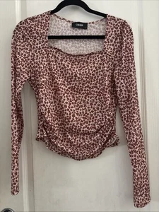 EUC Cider Blouse Maroon Floral Long Sleeve Cropped Top Women’s Large - Picture 1 of 10