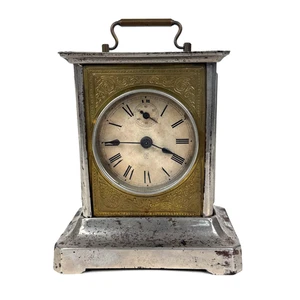 Vintage antike Badische Kutschenuhr funktioniert braucht TLC Made in Germany ohne Schlüssel - Bild 1 von 9