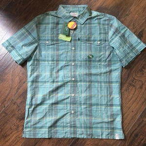 Neu mit Etikett LL Bean cooles gewebtes Herrenhemd Small 50 UPF blau grün kariert feuchtigkeitsableitend schnelltrocknend - Bild 1 von 10