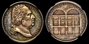 Hermosa Medalla de Plata Palacio de Justicia 1814 Francia Luis XVIII 33mm NGC MS63 - Imagen 1 de 3