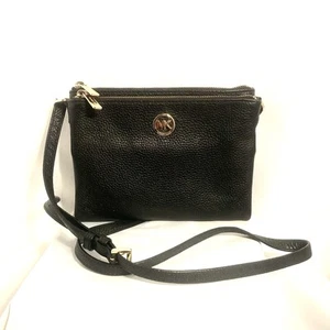 Michael Kors Umhängetasche Handtasche Leder schwarz Kelly Double Gusset Pebble - Bild 1 von 6