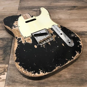 FRANCHIN Mars guitar body Heavy Relic Aged Black Nitro Poplar Tele-type - Picture 1 of 11