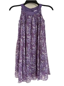H&M Mädchen Kleid 7-8Y lila Blumen ärmellos Tank Style Swing Sommerkleid fließend - Bild 1 von 11