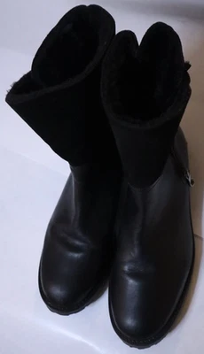 Fabianelli ITALY Leather and Suede Ankle Boots Black Size 9.5 Faux Fur Lined - Image 1 of 4