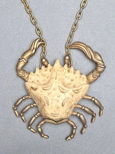 Vintage Luca Razza Zodiac Cancer Crab Pendant Necklace Resin Astrology - Picture 1 of 6