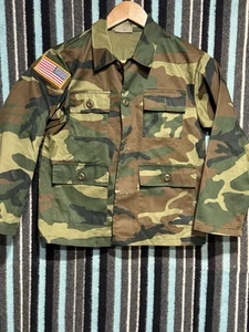 KIDS MILITARY CAMO BDU JACKET WITH USA FLAG PATCH Size 16 - Picture 1 of 8