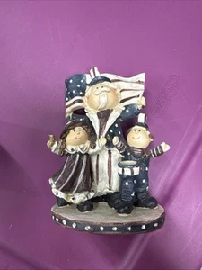 Vintage Hobby Lobby Uncle Sam Figure Figurine Sculpture With Kids 2011 July 4th - Picture 1 of 1