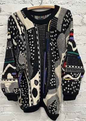 Vintage 90s Coogi Australia Pure Wool Multicolor Biggie Cosby 3D Knit Sweater L - Image 1 of 4