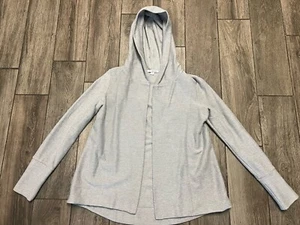James Perse Womens Open Front Hooded Cardigan Sweater Heathered Gray Size 2 - Picture 1 of 5