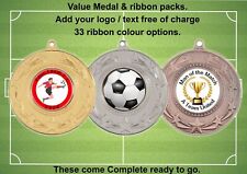 FOOTBALL TEAM Medals.  pack1,5,10,50,100 Complete with Free logo and Ribbons