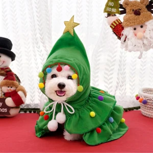 2025 Autumn Winter Christmas Pet Clothes Christmas Tree Cloak Pet Shawl Holiday - Picture 1 of 22