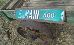 vintage E MAIN Embossed Street Sign, weathered rustic - Picture 1 of 3