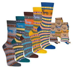 3 oder 6 Paar bunte Norweger Socken mit schönem Hygge Muster mit Wolle Unisex - Bild 1 von 9