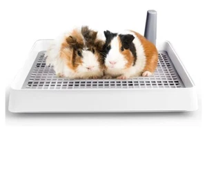 Guinea Pig Litter Pan, Rabbit Litter Box with Grate Plastic Small Animals Corner - Picture 1 of 3