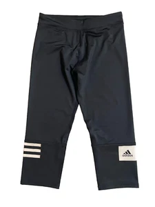 Great Condition adidas Cropped 3/4 leggings sz L (12-14y) Sport Logo Pants Black - Picture 1 of 7
