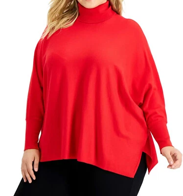 Suéter Alfani Plus Dolman Manga Cuello Alto ROJO REAL Talla 1X Foto 1 de 4