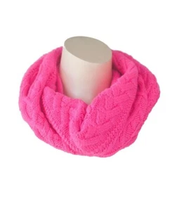 NWT Ralph Lauren Polo Neon Pink Cable Knit Infinity Girls Scarf Wool Blend - Picture 1 of 4