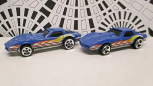 PAIR of loose mint Hot Wheels `00 #154 CORVETTE STINGRAY blue 2 wheel variations - Picture 1 of 4