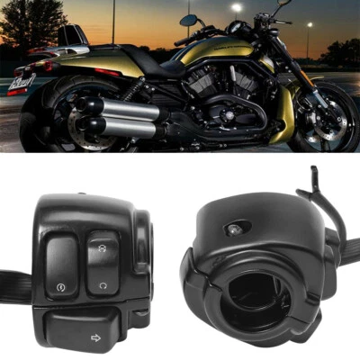 Black Handlebar Control Switch For Harley 1" Bars Dyna Sportster Softail 1996-12 — 第 1/4 张图片